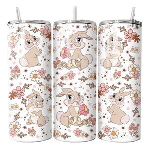 Cute Bunny Floral Tumbler